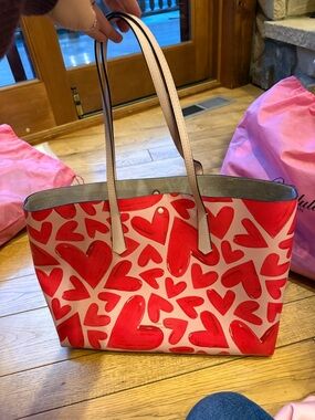kate spade Pink Tote with Red Heart Print